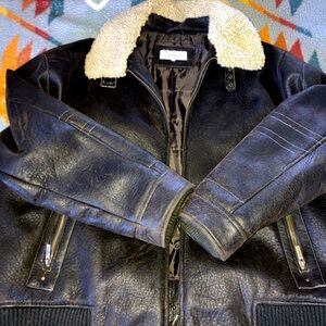 Calvin Klein Men's Aviation (A-2)faux Leather Jacket /Shearling Collar in xxl ,